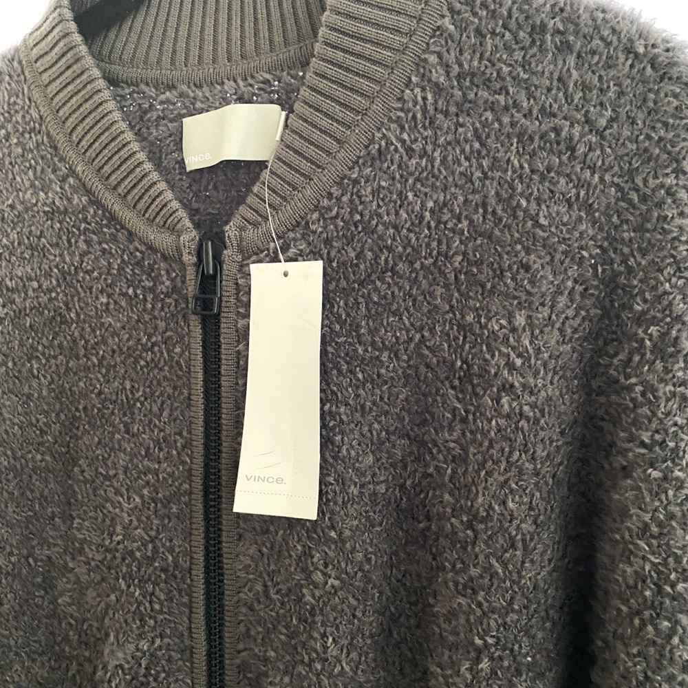 VINCE Mens Teddy Wool Blend Bomber Jacket Gray L - Picture 3 of 8